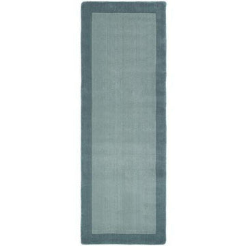 Borders Modern Plain Contrast Border Hand-Woven Wool Duck Egg Blue/Teal Blue Runner-Origins-Rug Love - The Most Loved Rug Store